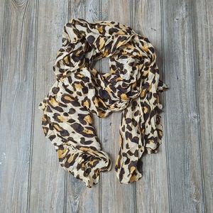 Animal Print Pattern Lightweight Semi Sheer Scarf
